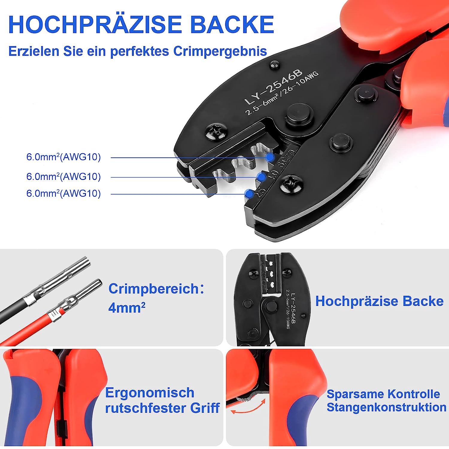 40 Paar Solarstecker Crimpzange Set für 2,5/4/6mm² Solarpanel P-V Kabel Männlich/Weiblich Photovoltaik Solarpanel Stecker Steckverbinder, PV Stecker mit Schraubenschlüssel