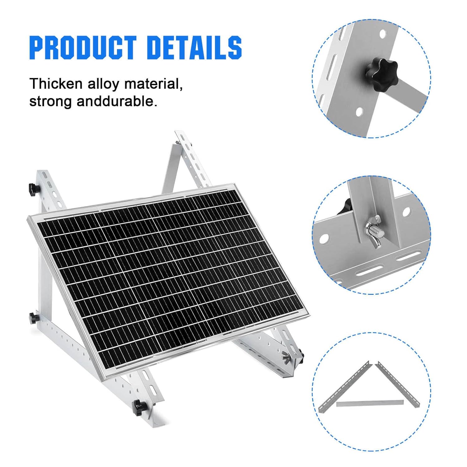 Solarmodul Halterung 45 Zoll,Photovoltaik Universal Solarmodul Halterungen 114CM photovoltaik, Balkonkraftwerk Halterung,Winkel Einstellbar 0-90°, für Dachhalterungen Solarmodule (2 Paar)