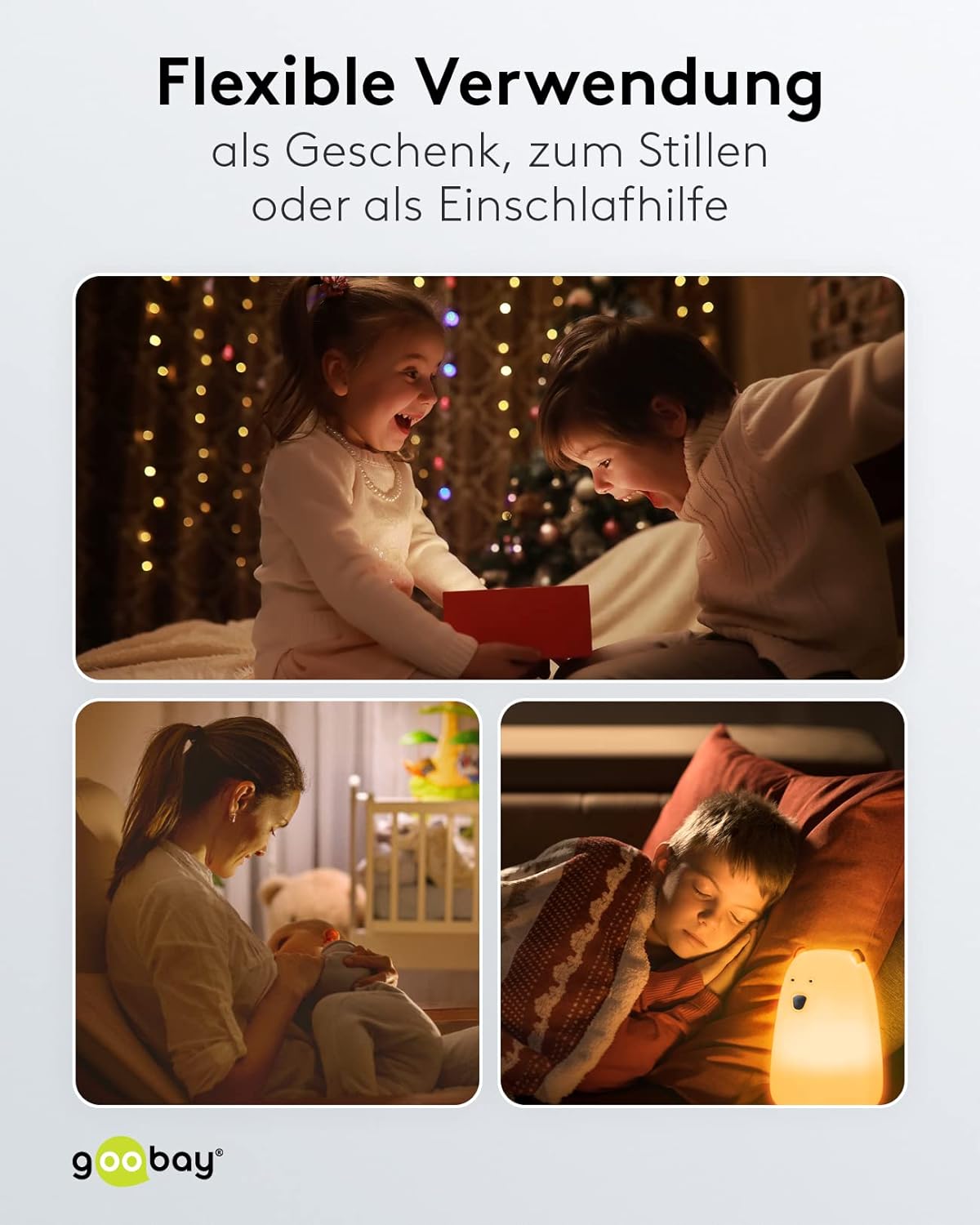 LED Nachtlicht Eisbär/geeignet als Einschlafhilfe, Stilllicht und Kinderzimmer Deko/leuchtet in warmweißem Licht, 7 Farbwechsel und 3 Leuchtmodi
