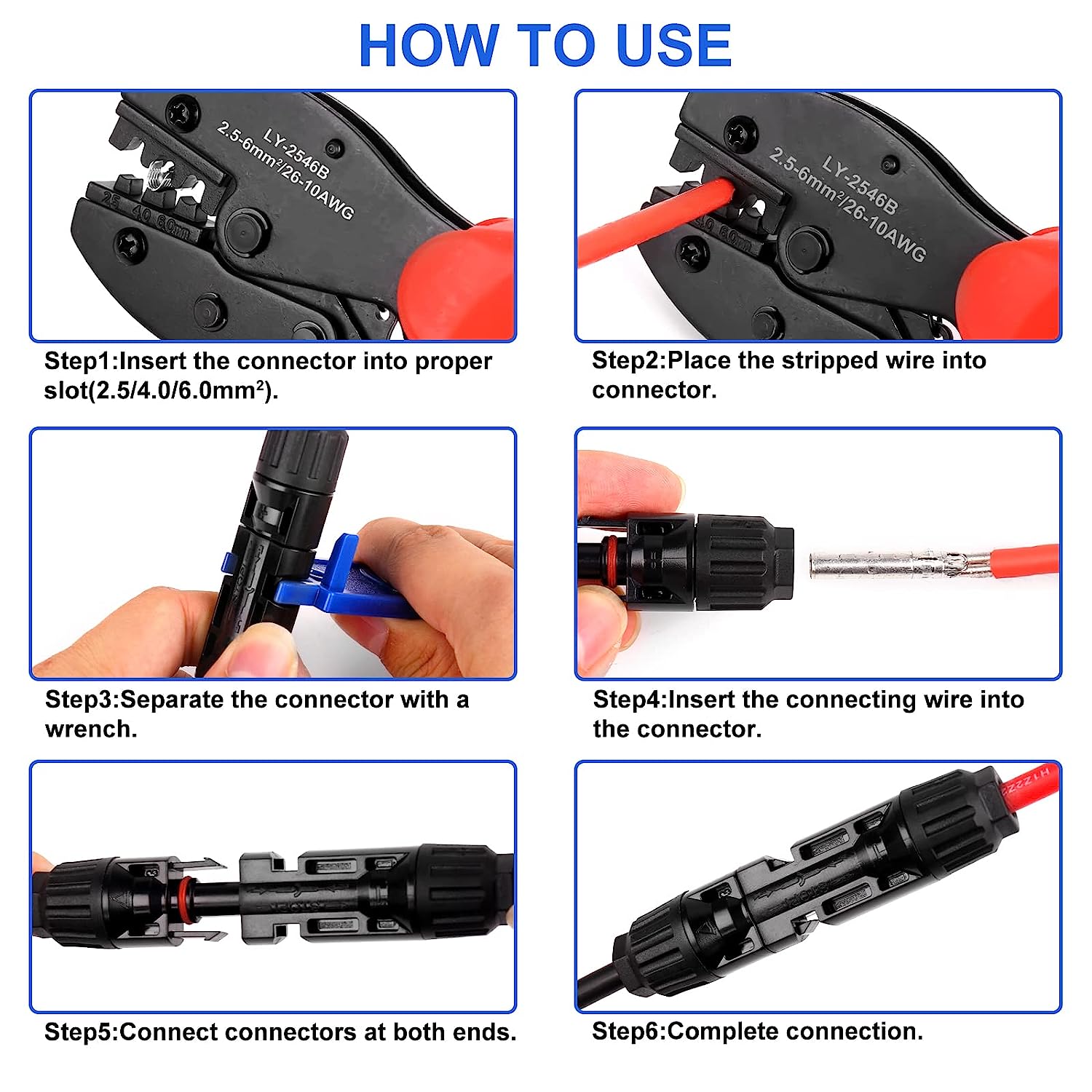40 Paar Solarstecker Crimpzange Set für 2,5/4/6mm² Solarpanel P-V Kabel Männlich/Weiblich Photovoltaik Solarpanel Stecker Steckverbinder, PV Stecker mit Schraubenschlüssel