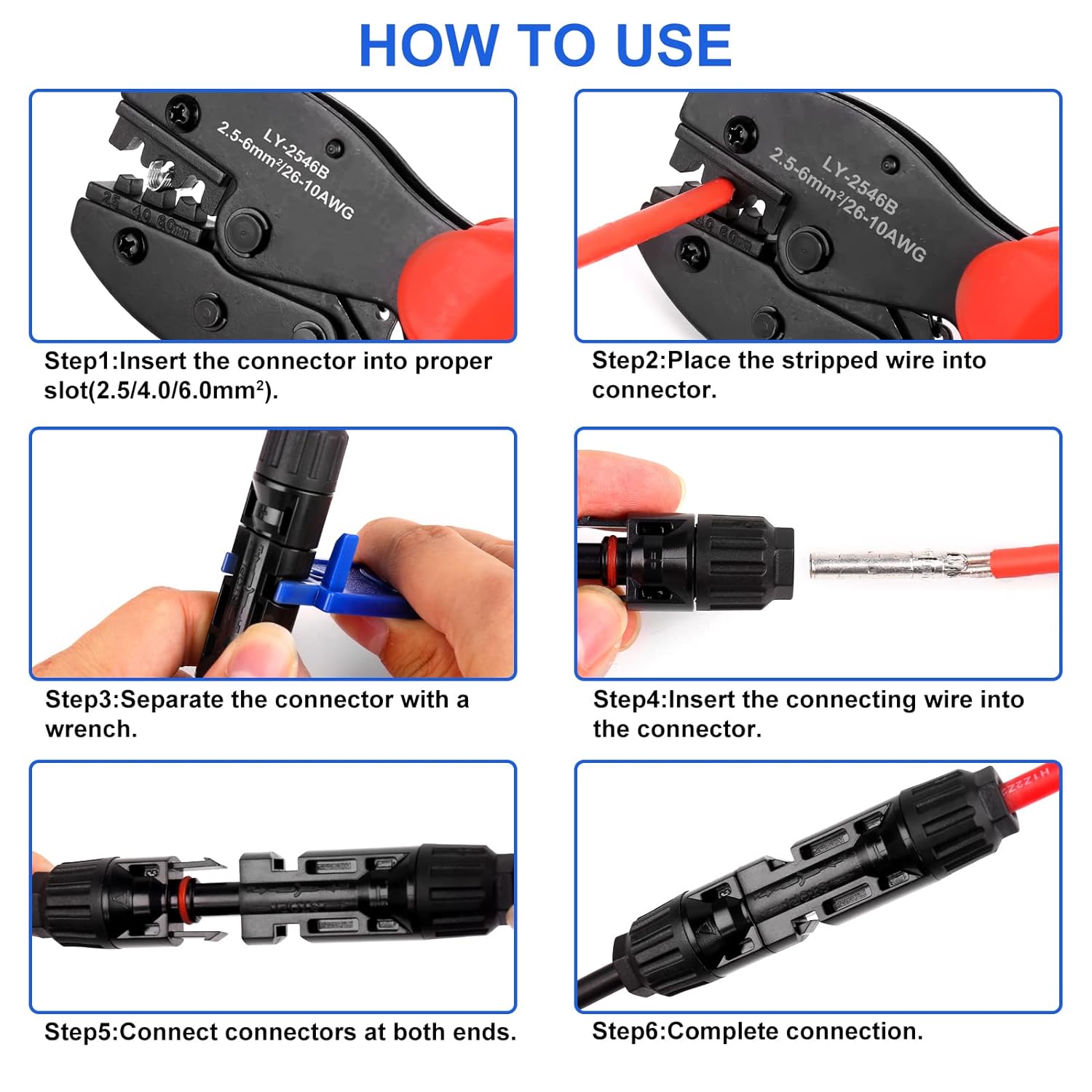 20 Paar Solarstecker Crimpzange Set für 2.5/4/6mm² Solarpanel Kabel, Männlich/Weiblich Photovoltaik Solarpanel Stecker Steckverbinder, Solarpanel Kabel Stecker mit Schraubenschlüssel-43pcs