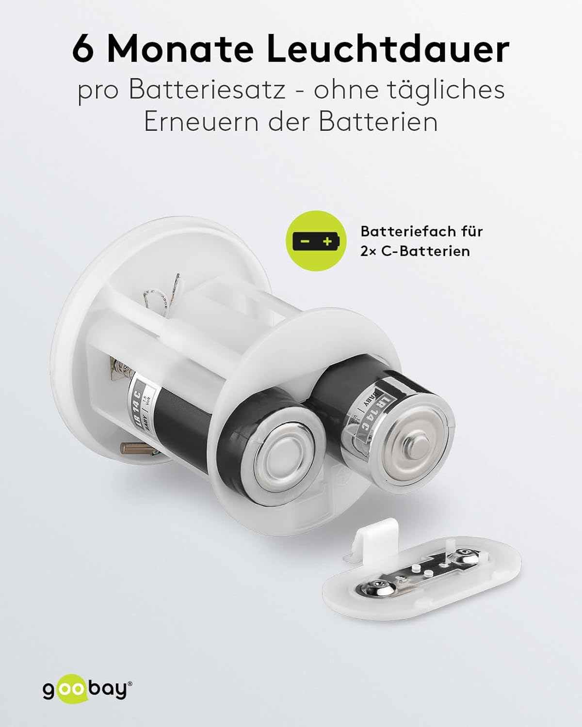 LED Grablicht mit Timer/Batteriebetrieben/LED Grabkerzen Outdoor/Friedhof Kerzen/Grablichter/Ewiges Licht/Grablampe/Weiß/Batterie 2x C/LR14 (Nicht im Lieferumfang)