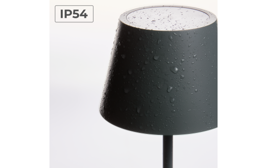ROLF KERN LED Tischlampe | CLUB 25cm | Aufladbarer Akku Tischleuchte ohne Kabel, dimmbar per Touch, IP54 für Innen und Außen geeignet 2700K Licht warmweiß mit USB Ladekabel, basaltgrau [Energieklasse G]