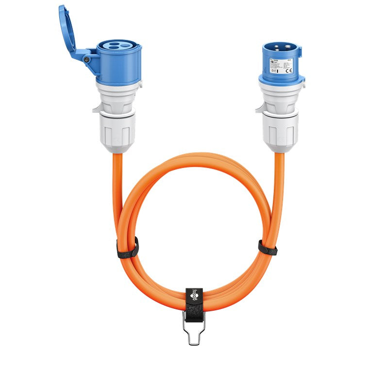 goobay CEE-Verlängerungskabel für Wohnwagen 25 m CEE-Stecker auf CEE-Buchse mit Verschlusskappe, IP44, Kabel für Camping, Wohnmobil und Wohnwagen