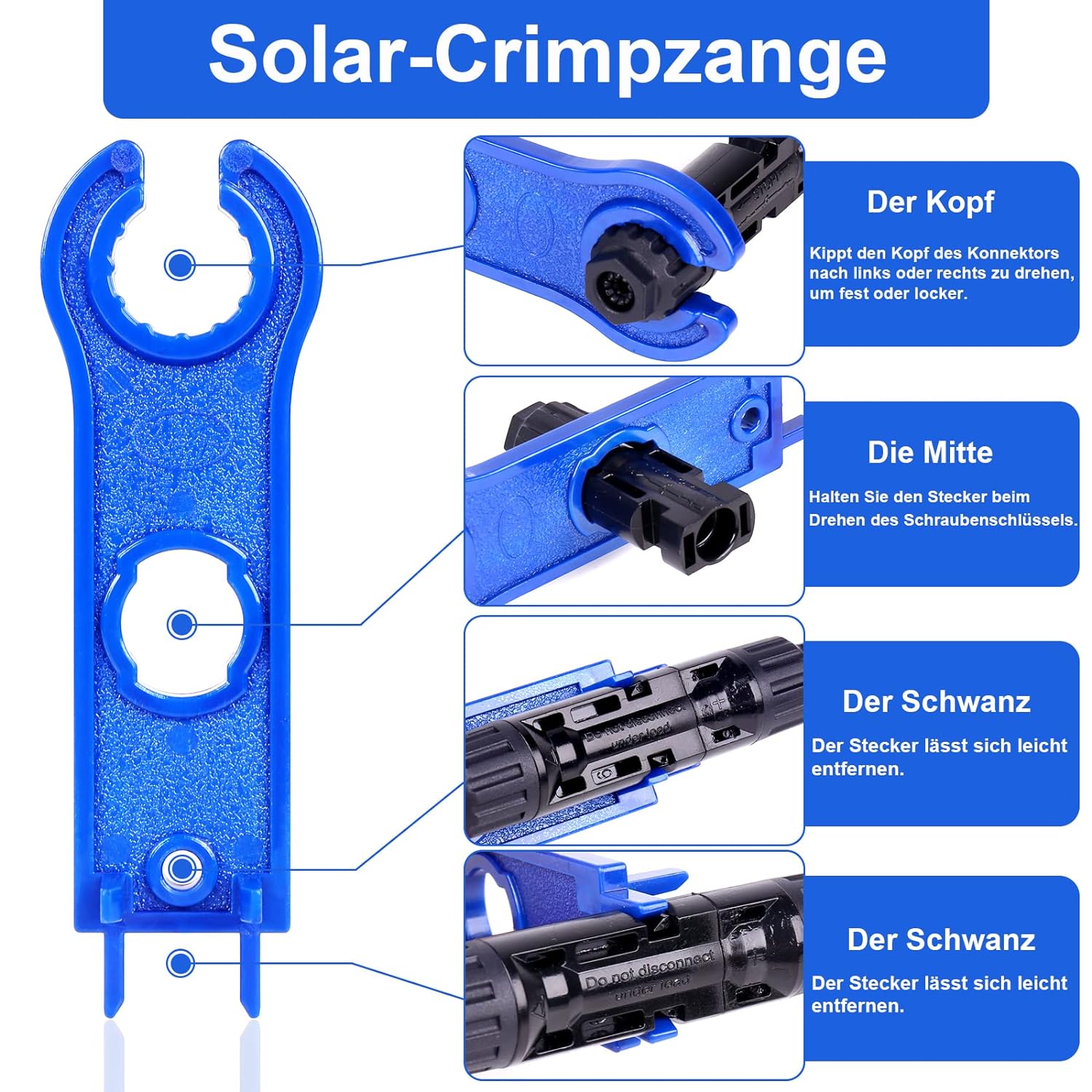 20 Paar Solarstecker Crimpzange Set für 2.5/4/6mm² Solarpanel Kabel, Männlich/Weiblich Photovoltaik Solarpanel Stecker Steckverbinder, Solarpanel Kabel Stecker mit Schraubenschlüssel-43pcs