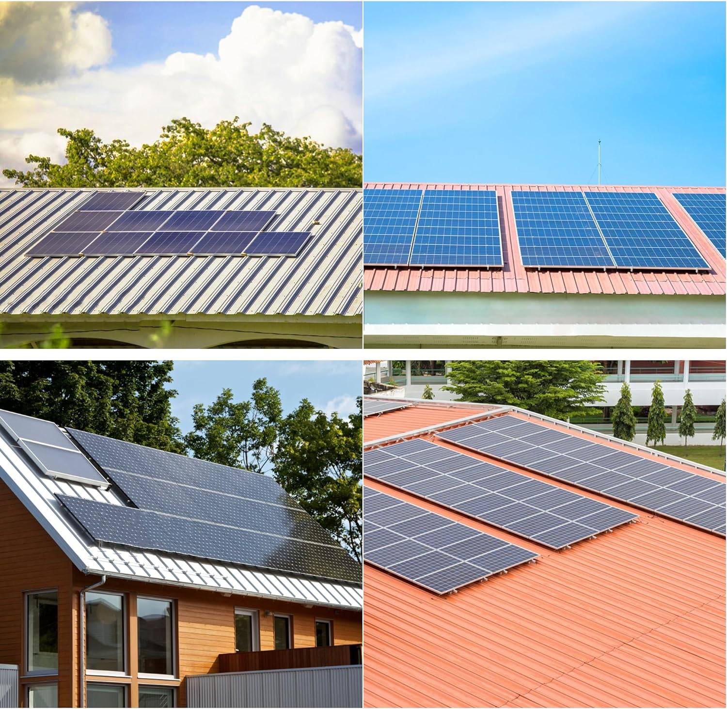 Solarmodul Halterung Montageset, Schwarzes 12CM Aluprofil und Verstellbare Klammern Befestigung für Solarmodul, Solarpanel Halterung 2 Modul 30-35MM für Flachdach Trapezblech Blechdach