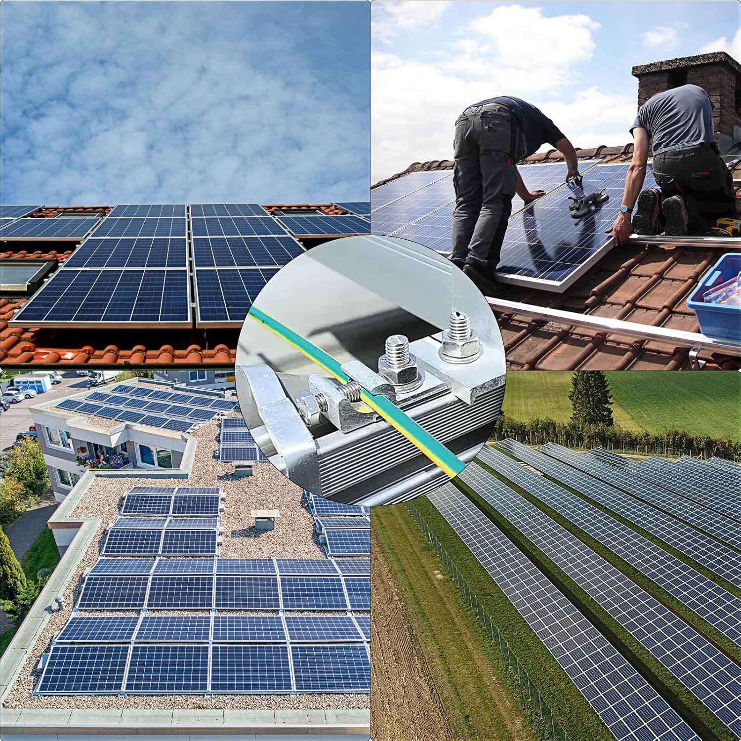 Solarpanel Erdungsklemme, 6 Stück Solarpanel Erdungsclips, PV Erdungsklemme, Solar Panel Endklemme Montagehalterungen Klemmen, Photovoltaik Erdungsösen Befestigungen