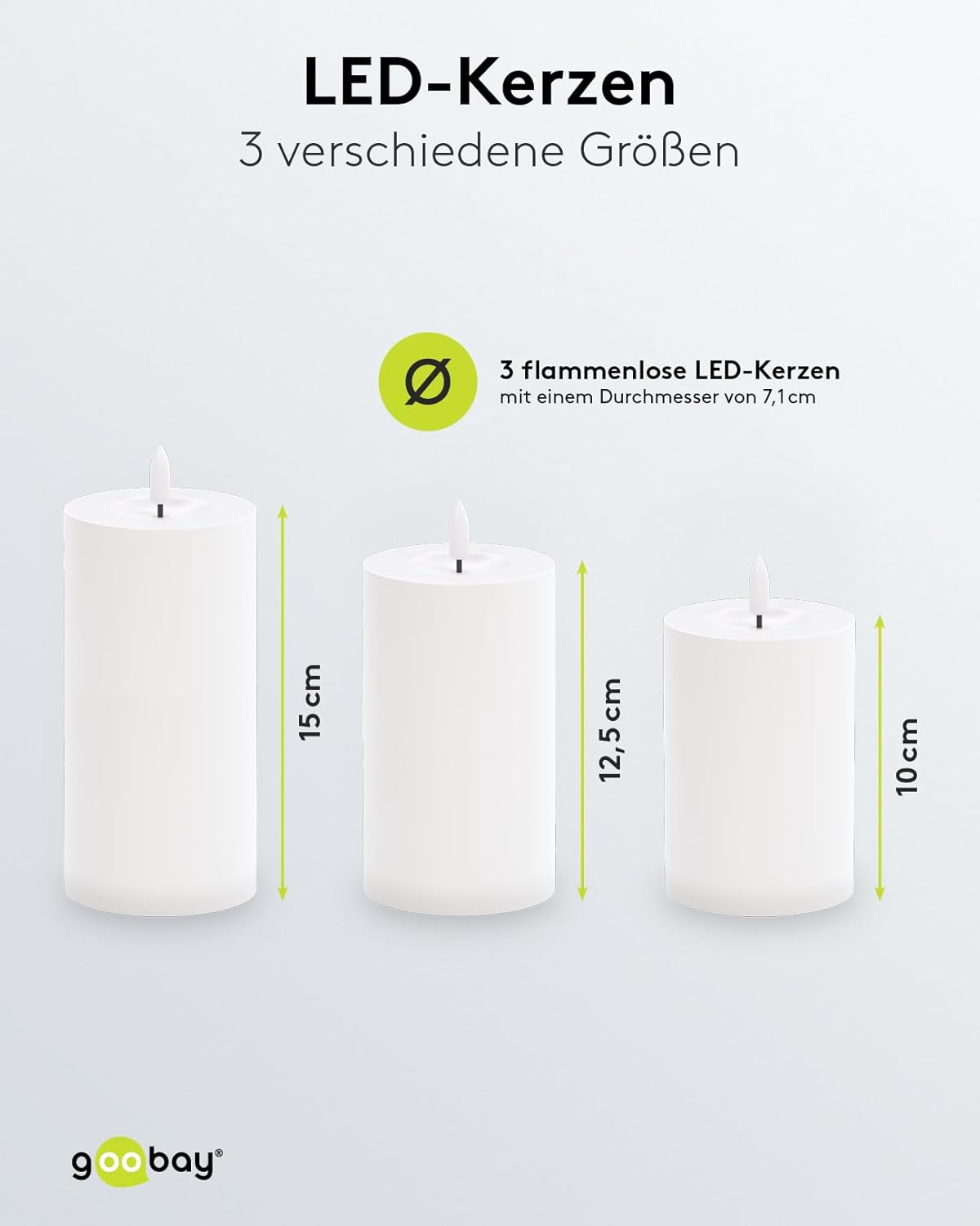 LED Kerzen 3er Set mit Fernbedienung / elektrische Outdoor Kerzenlichter / realistisch flackernde Flamme / LED Deko / Timerfunktion / Flammenlose LED Kerzen / Batteriebetrieben / weiß