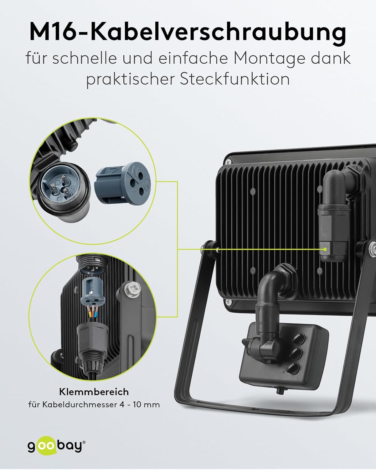 LED Strahler Bewegungsmelder Außen 50W / PIR Sensor Außenstrahler IP44 / Neutralweißes Licht 4250 lm / LED Scheinwerfer Fluter Wandmontage / Gartenstrahler / Schwarz