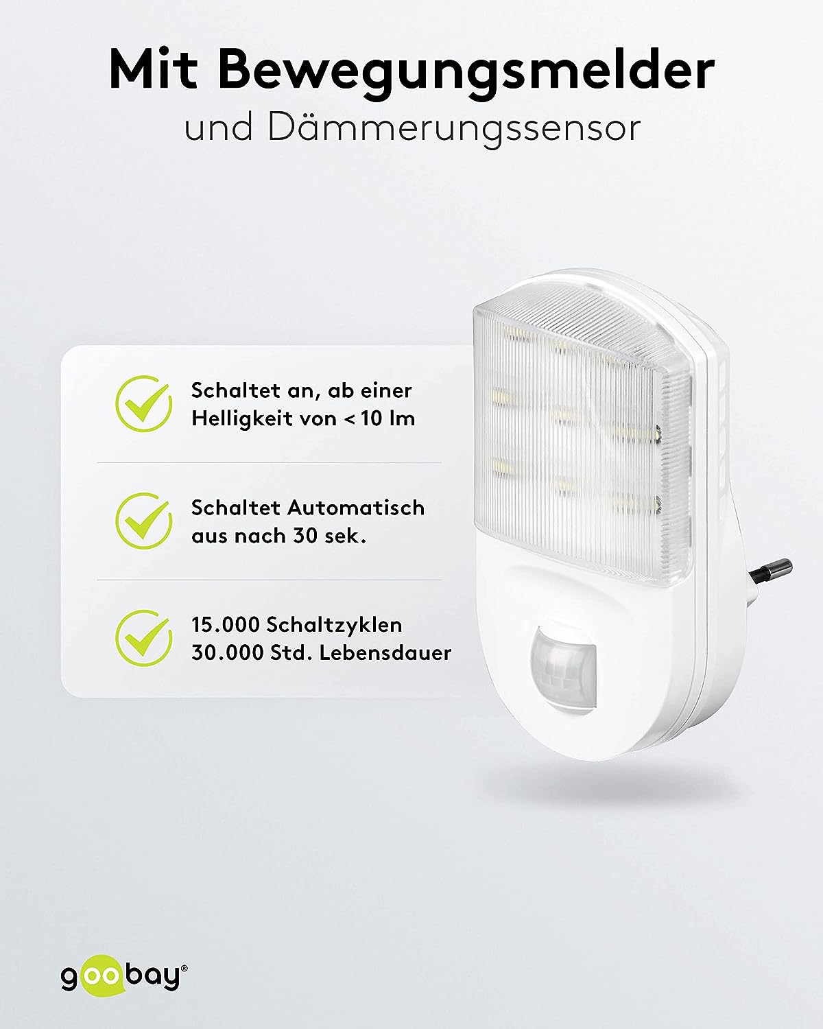 LED Nachtlicht mit Bewegungsmelder Innen Steckdosenlicht 120° Pir Sensor 5m Reichweite Steckdosenlampe Bewegungslicht Steckdose Weiß [Energieklasse A]