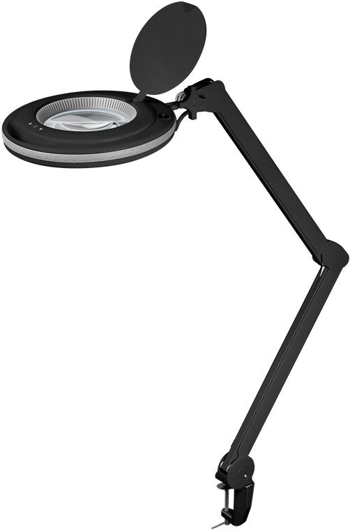 goobay LED Lupenleuchte mit Klemme / 9 W Leistungsaufnahme / 127 mm Kristall-Glaslinse/Farbtemperatur 6400 K / 1.75x Vergrößerung / Lichtstrom 83-730 Lumen / Schwarz
