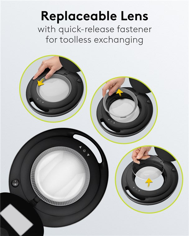 goobay LED Lupenleuchte mit Klemme / 9 W Leistungsaufnahme / 127 mm Kristall-Glaslinse/Farbtemperatur 6400 K / 1.75x Vergrößerung / Lichtstrom 83-730 Lumen / Schwarz