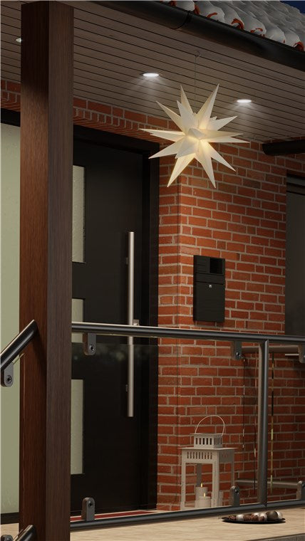 LED Weihnachtsstern 3D Ø 56 cm / Stern mit 18 Zacken und Timer / Weihnachtsdeko / für stimmungsvolle Atmosphäre / Batteriebetrieben / Wanddeko / Leuchtstern / weiß