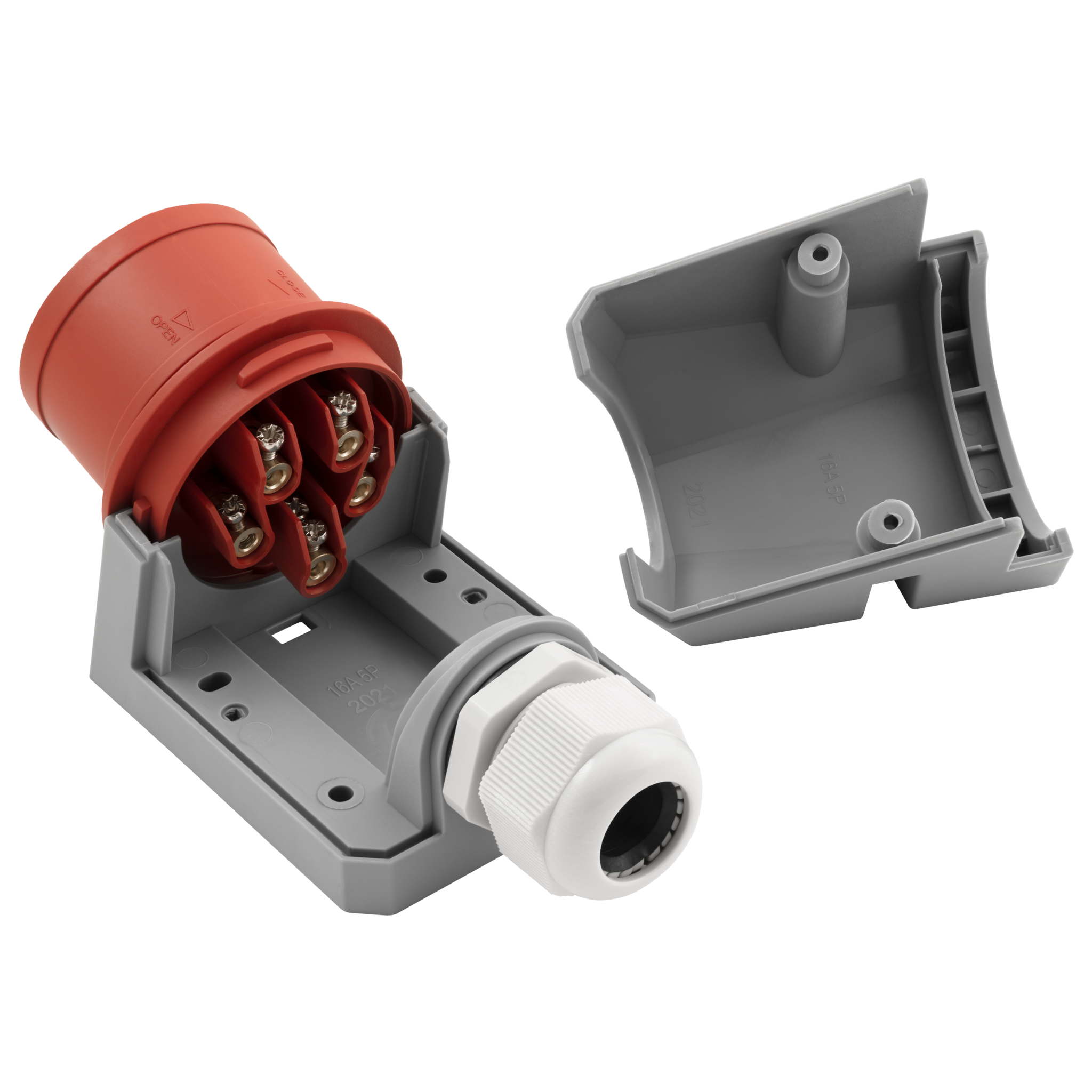 McPower CEE-Stecker Wandmontage IP44 Wandstecker | 415V, 16A Starkstrom Stecker | 5-polig für Wohnmobil Boot Aussenbereich Camping Caravan Industrie