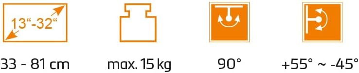 my wall TV-Wandhalterung für Wohnmobile HC1-1L TV Wandhalterung für Wohnmobil und Wohnwagen, Fernsehhalterung, Schwenkbar, Neigbar, VESA kompatibel, Bildschirmhalterung