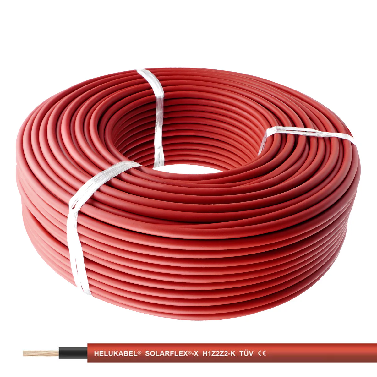 Solarkabel HELUKABEL SOLARFLEX®-X H1Z2Z2-K 6 mm² rot 100m halogenfrei