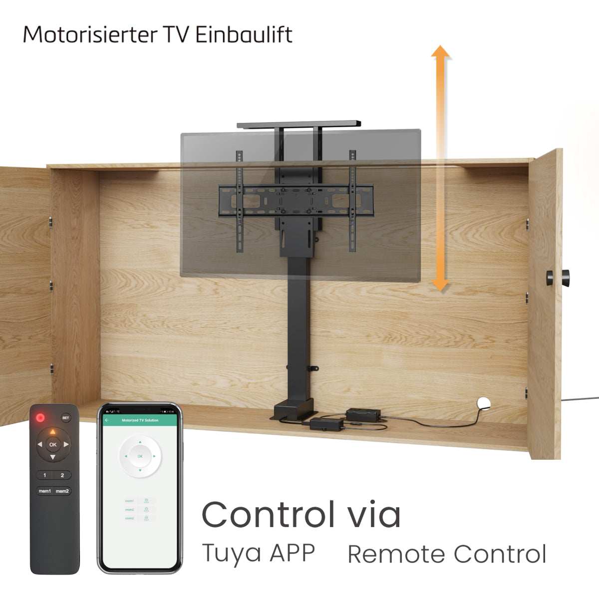 My Wall HP63-1L TV-Lift-Halterung Motorisiert, Mit Fernbedienung, Höhenverstellbar 94,0 cm (37) - 165,1 cm (65) Höhen