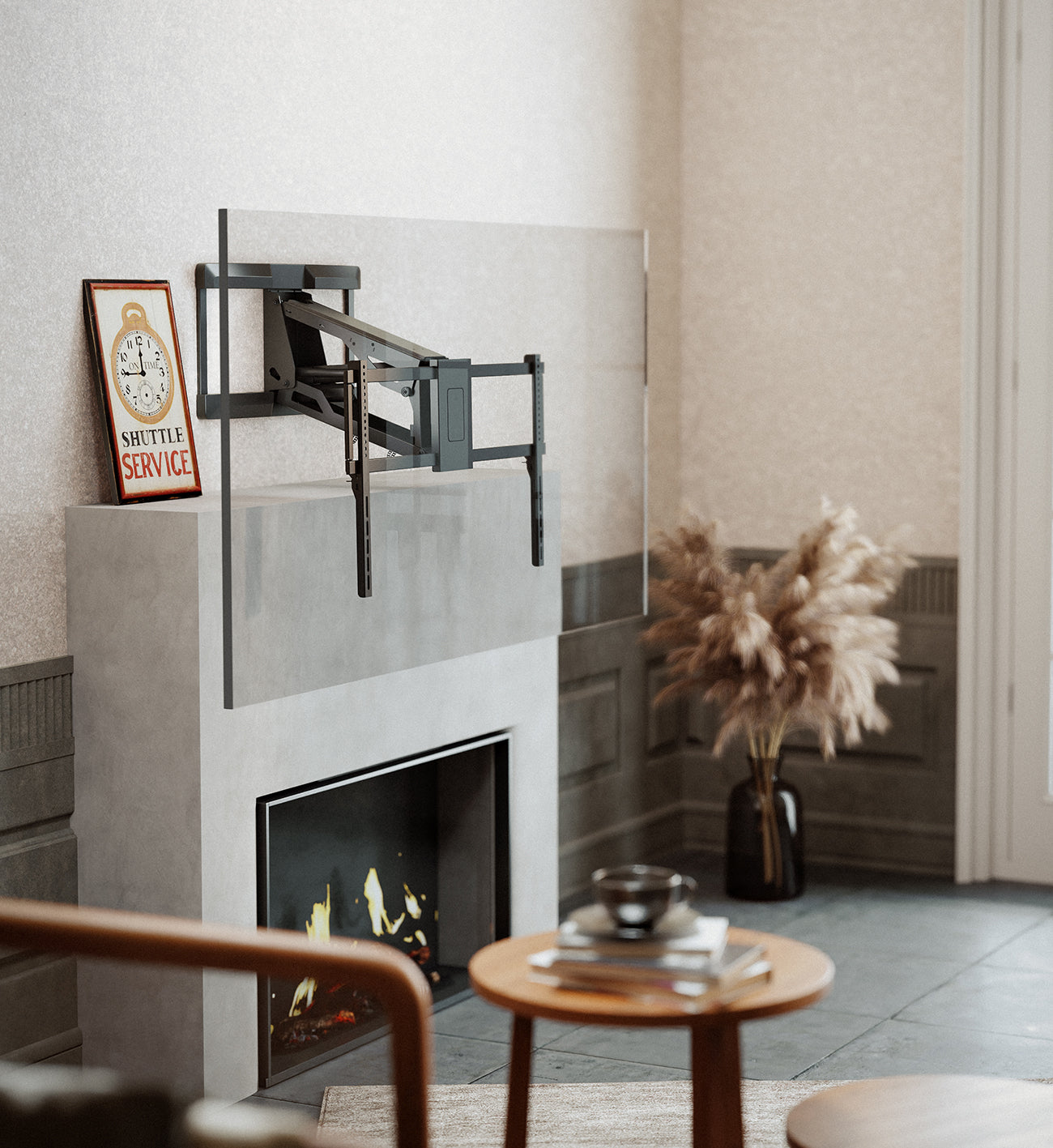 my wall Motorisierter TV Wandhalter – HP65L Smart Home, Fernbedienung & App-Steuerung, TV Wandhalterung elektrisch, für 43"-90" Bildschirme, 50kg Belastung, Höhenverstellbar, Schwenkbar