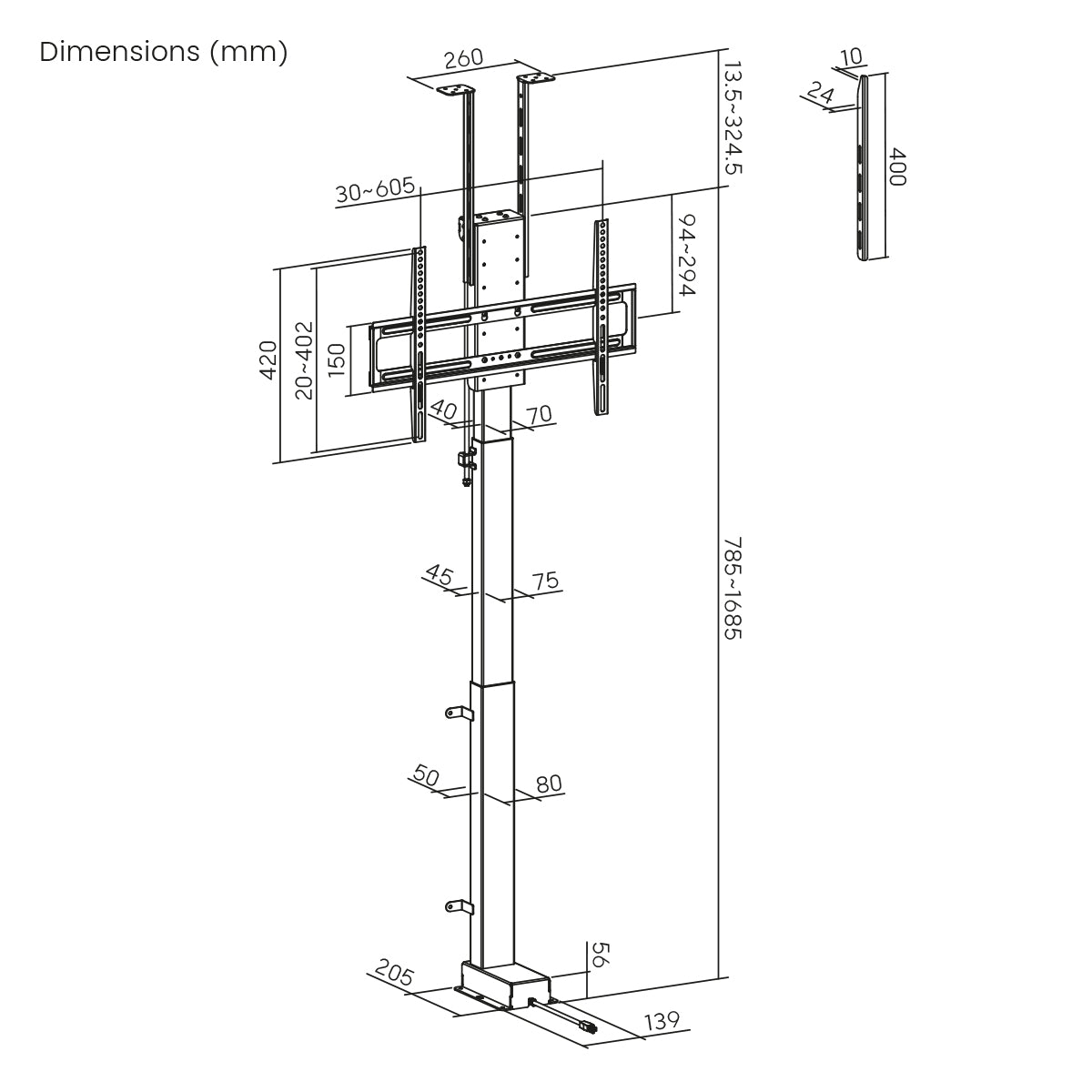 my wall TV Lift HP66-2L – Möbel- & Deckenmontage, Steuerung per Fernbedienung, App & Sprachbefehl (Alexa/Google), für 37"-65" (94-165 cm), bis 60 kg