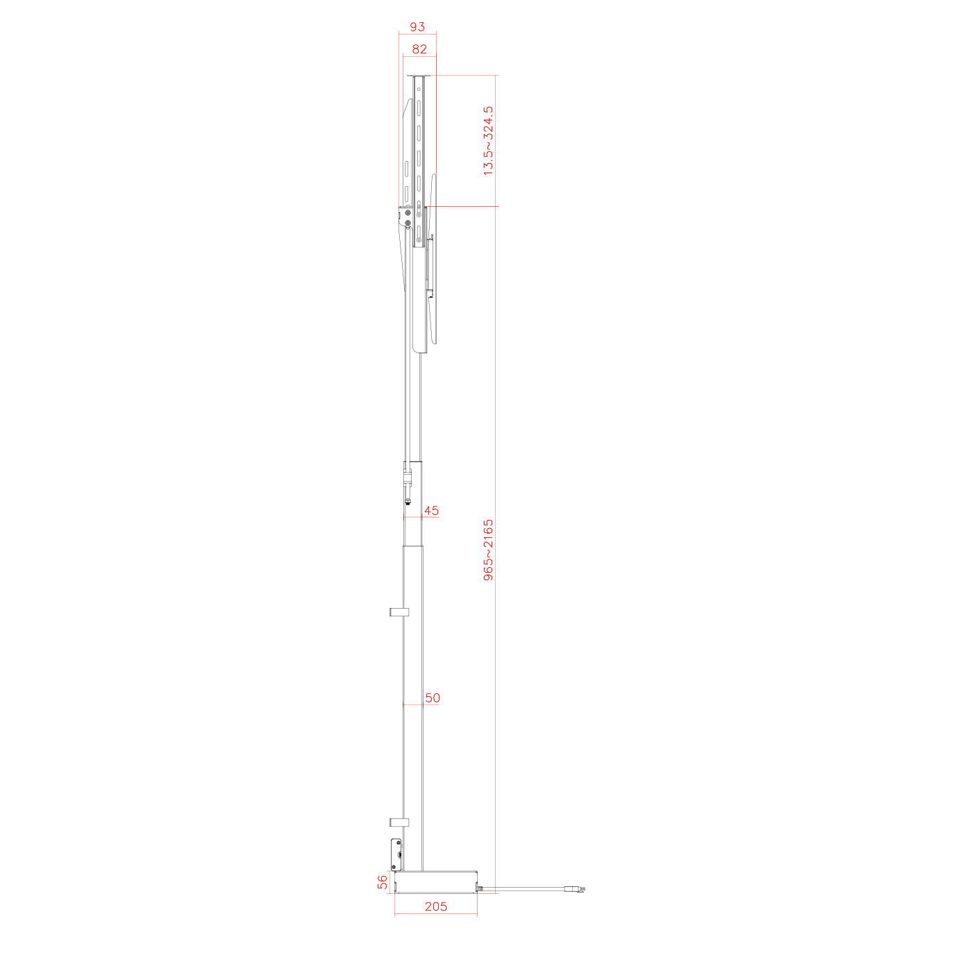 my wall TV Lift HP66-3L – Möbel- & Deckenmontage, Steuerung per Fernbedienung, App & Sprachbefehl (Alexa/Google), für 43"-88" (109-224 cm), bis 60 kg
