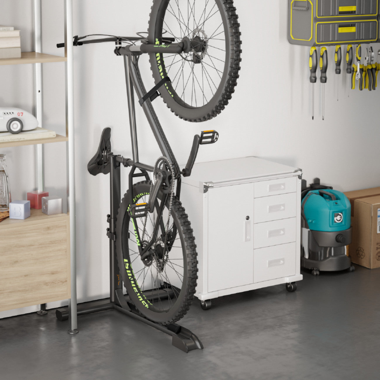 my wall platzsparender universal Fahrradständer - HR12L Hinterrad Fahrradständer für Garage, Keller & Wohnung, 16-29 Zoll Fahrräder, Ohne Bohren, Stabil & Mobil, Reifenbreite bis 10 cm