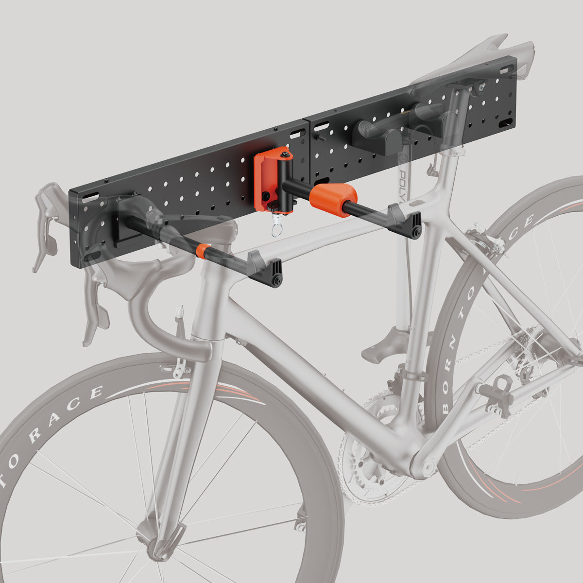 my wall modulare Fahrrad Wandhalterung - HR14L vertikale & horizontale Aufhängung, Fahrradhalterung für Räder bis 30 kg & 45 mm Reifenbreite, zwei Zusatzhaken mit je 5 kg belastbar