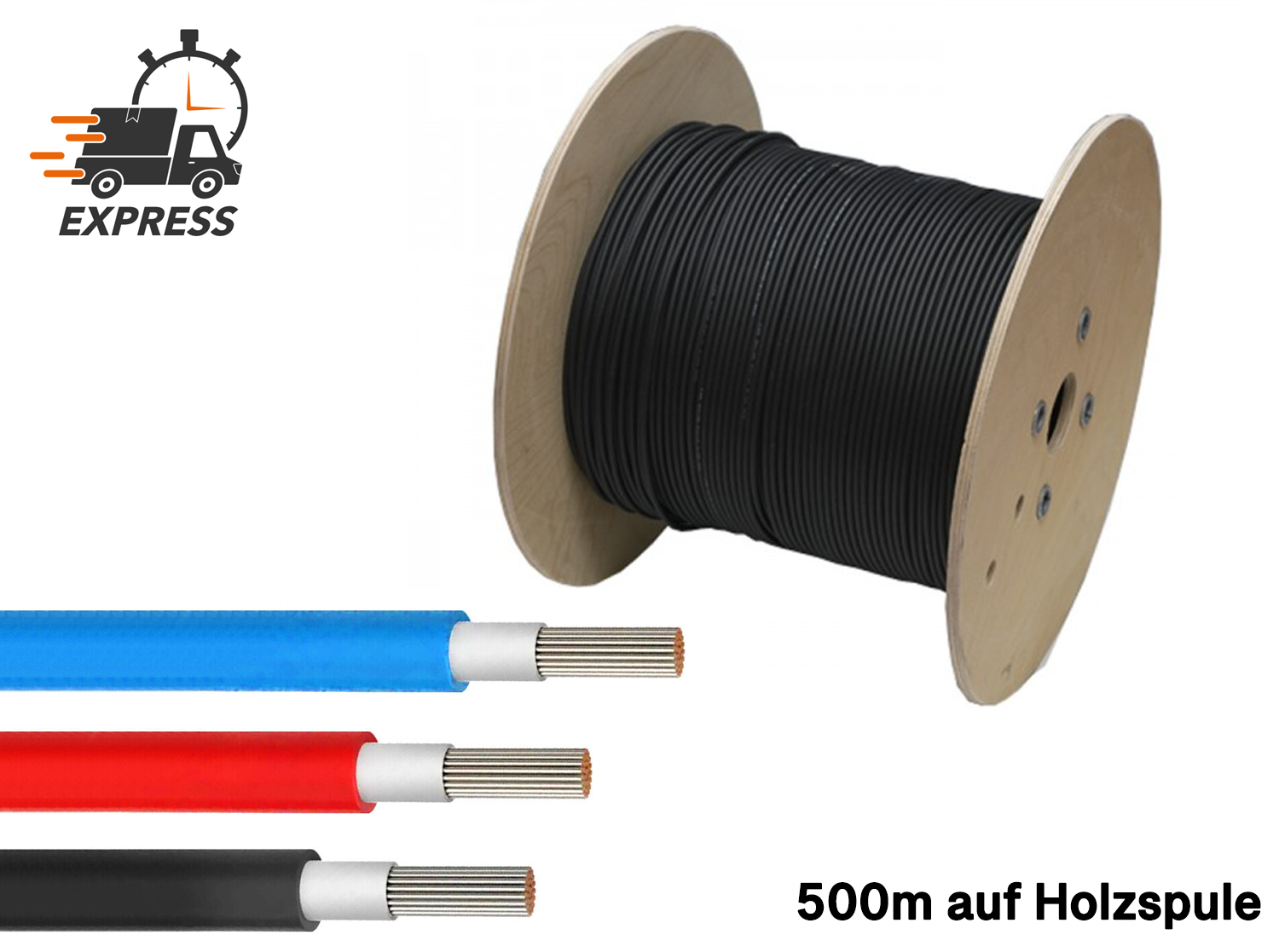 Solarkabel 6mm² Schwarz - 500m - UV-beständig, flexibel, Photovoltaik Kabel, PV Kabel, Solar Anschlusskabel für Solarpanel, Wechselrichter & Laderegler - langlebig