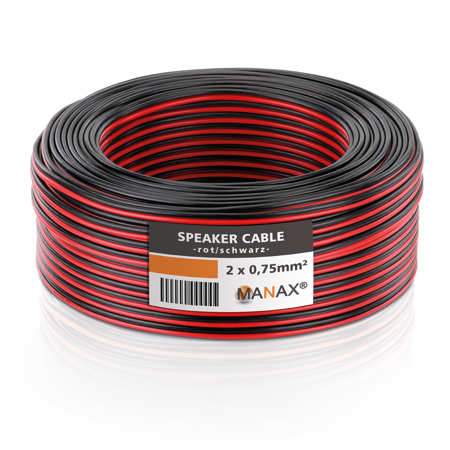 Lautsprecherkabel Audio Kabel Boxenkabel 100% CCA 50m 2x0,75mm² rot / schwarz