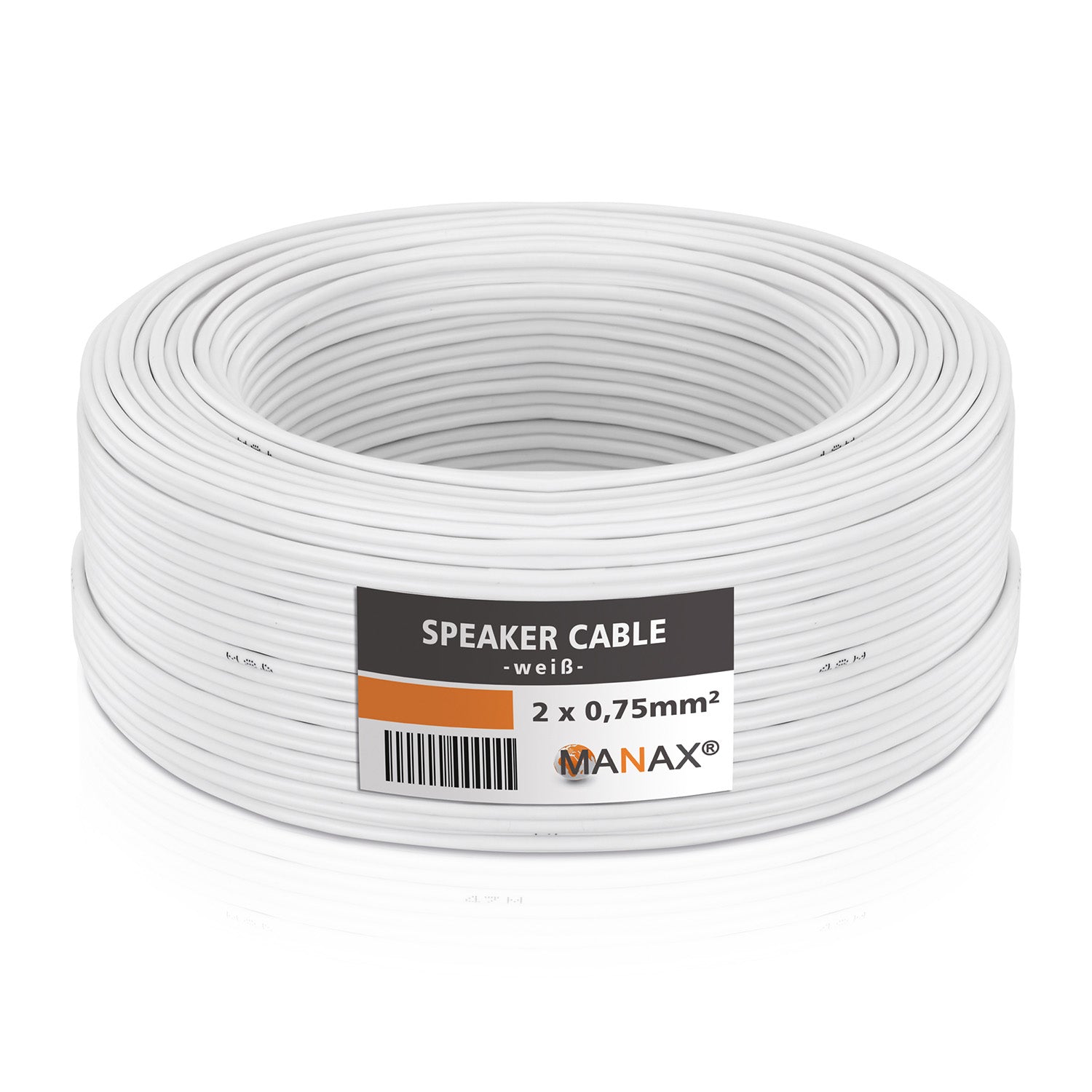 25m 2x0,75mm² Lautsprecherkabel CCA I Boxenkabel isoliert weiß mit Polaritätskennzeichnung I LS-Kabel als Meterware für Stereoanlage etc.