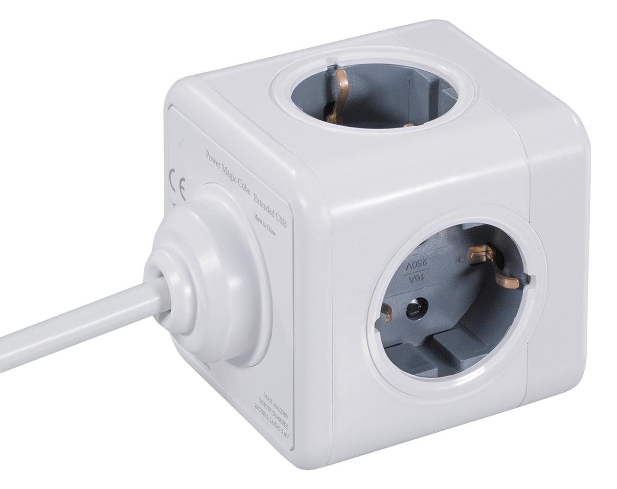 Steckdosenwürfel NV82L 4-Fach mit 2 USB, platzsparende Mehrfachsteckdose mit Halterung zur Montage, Steckdosenleiste mit USB Ladebuchsen, kompakt & vielseitig einsetzbar