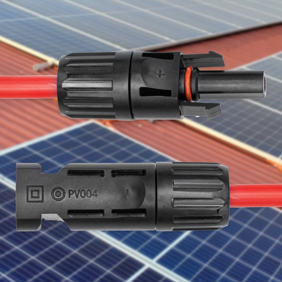 1m 6mm² Solarkabel Verlängerung PV Verbindungskabel Solarstecker Rot