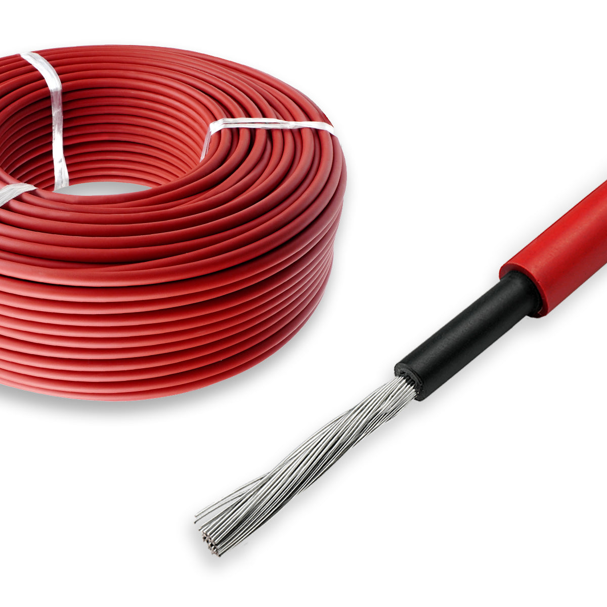 Solarkabel 6mm² H1Z2Z2-K Rot - 10m - UV-beständig, flexibel, Photovoltaik Kabel, PV Kabel, Solar Anschlusskabel für Solarpanel, Wechselrichter & Laderegler - langlebig