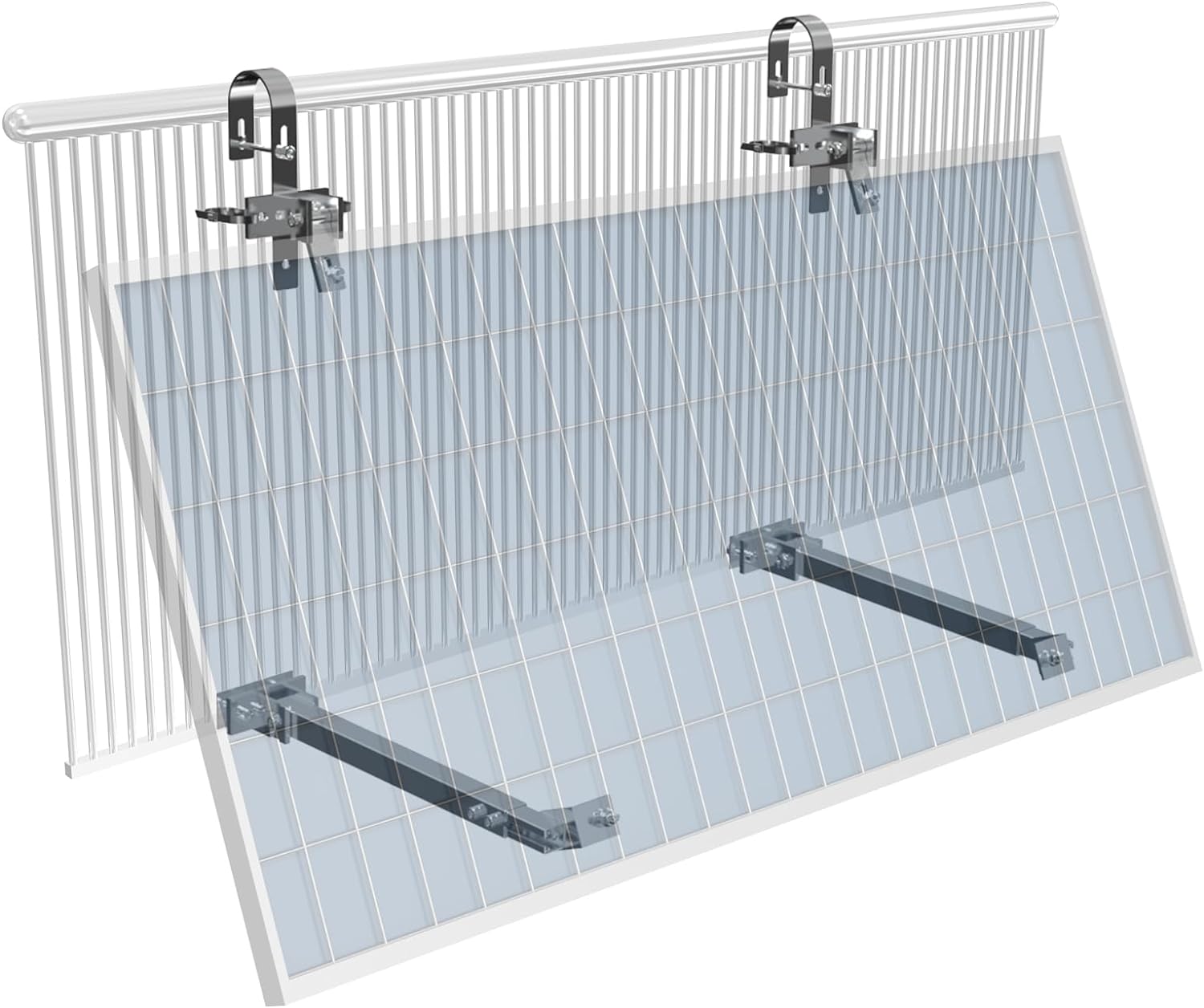 Balkonkraftwerk Halterung mit Haken - 0° 25-40° Verstellbare Befestigung für Solarpanel - Solarmodul Aufständerung für Balkonkraftwerk - PV Solar Modul Alu Halterungen