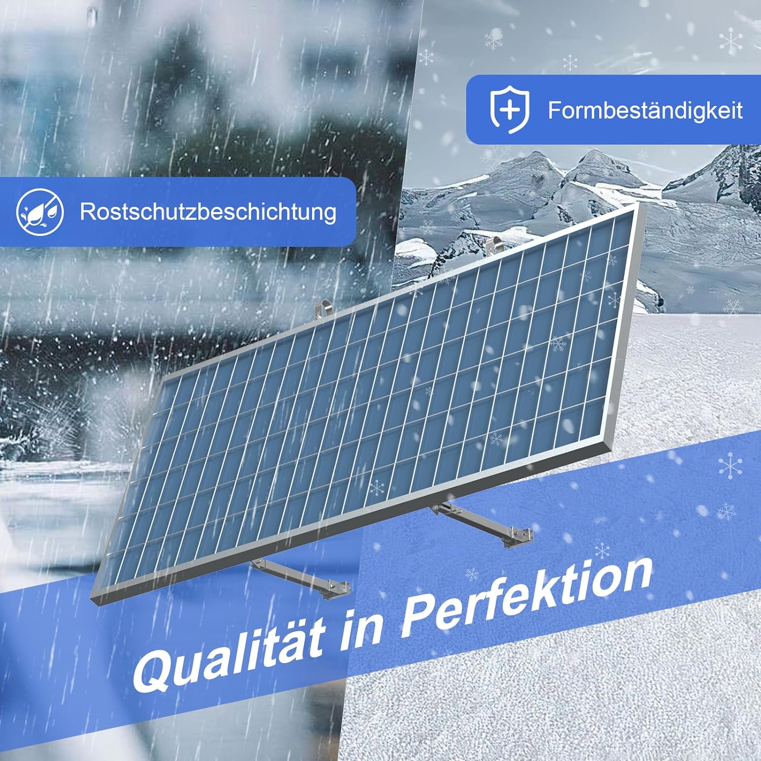 Balkonkraftwerk Halterung mit Haken - 0° 25-40° Verstellbare Befestigung für Solarpanel - Solarmodul Aufständerung für Balkonkraftwerk - PV Solar Modul Alu Halterungen