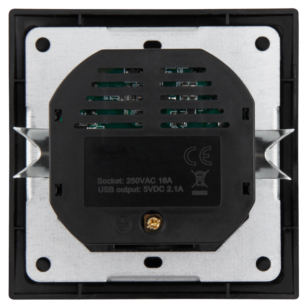 McPower Steckdose Mit 2x USB-Ladeanschluss – Flair Anthrazit, 230V Schutzkontakt, Unterputz