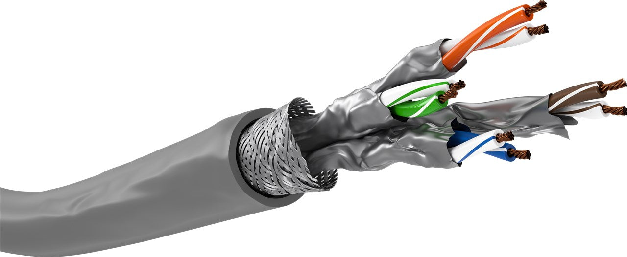 100m CAT 6A Netzwerkkabel, S/FTP (PiMF), grau