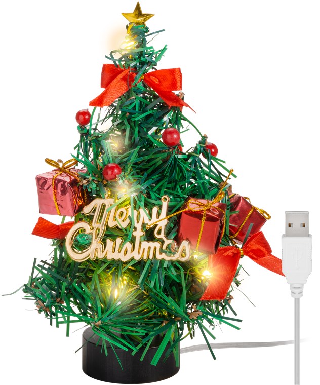 Weihnachtsbaum Künstlich 22 cm/Warmweiße LED Beleuchtung/Weihnachtsdeko für Beistelltisch, Schreibtisch oder Fensterbank