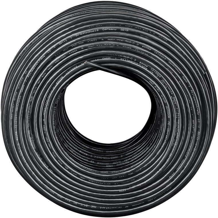 100m CAT.6A Outdoor Netzwerkkabel-Set, U/UTP, schwarz