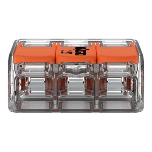 WAGO 221-413 Verbindungsklemme 3polig Compact mit Hebel transparent
