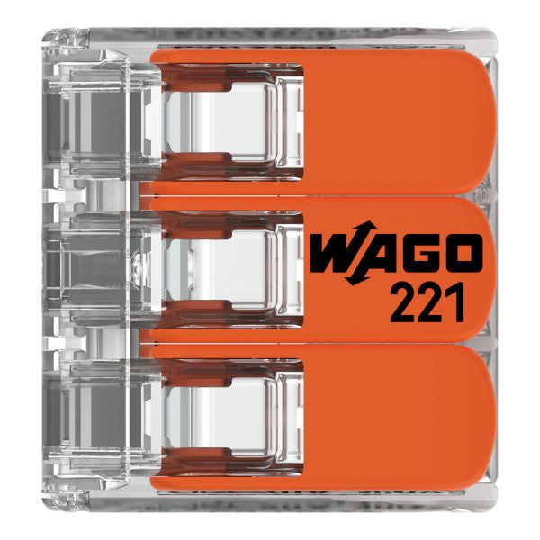 WAGO 221-413 Verbindungsklemme 3polig Compact mit Hebel transparent