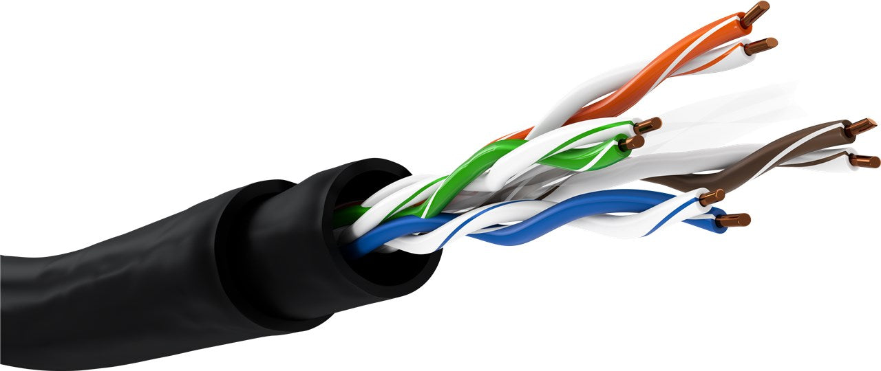 100m CAT.6A Outdoor Netzwerkkabel-Set, U/UTP, schwarz