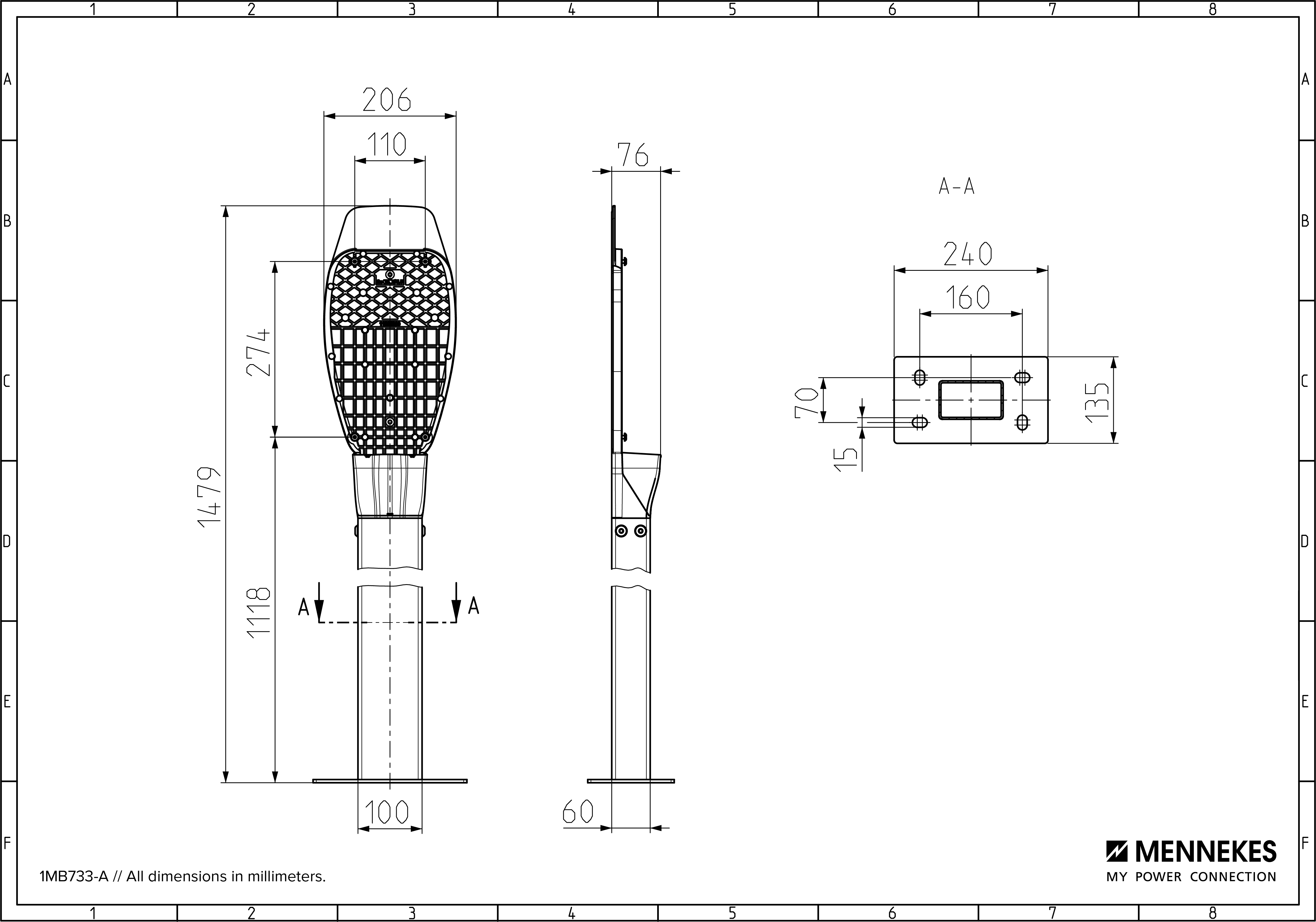 Mennekes RFID Standfuß aus V2A Stahl, 15 cm Höhe - für AMTRON 4You 110, 310, 510, 560 und 4Business, E-Autos und Hybrid