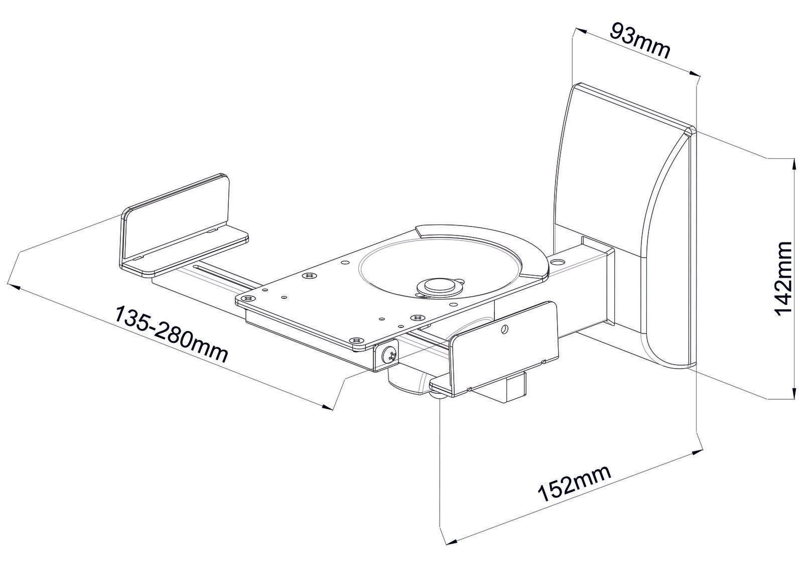 mywall HB5L HB 5 L Lautsprecher-Wandhalterung einstellbar ohne Werkzeug Neigbar+Schwenkbar 25 kg Schwarz 1 Paar