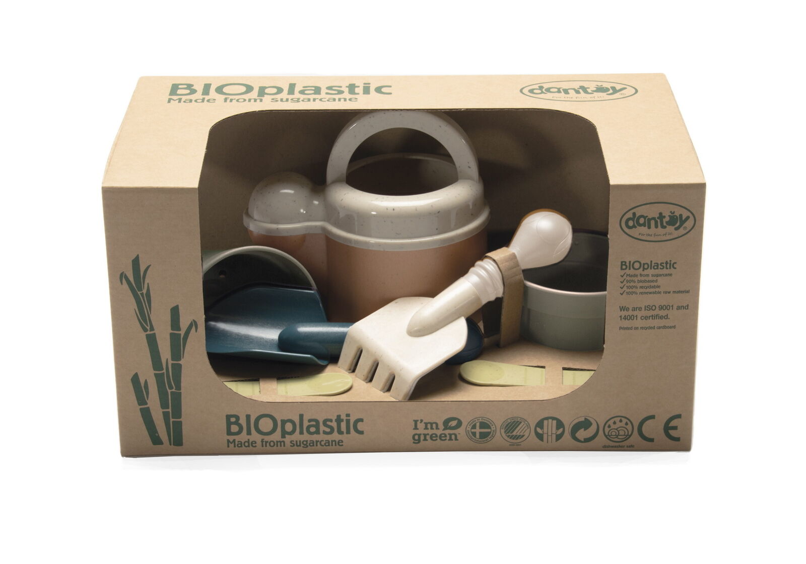 DANTOY Bio Spielzeug Gartenset Pflanzwerkzeug Blumentopf Kinder Gießkanne NEU